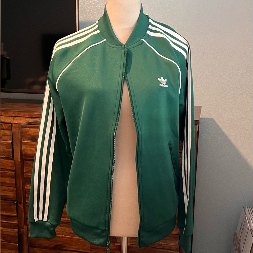 ADIDAS Sporty Zip Up Jacket - Women’s Size Medium- Beautiful Emerald Green